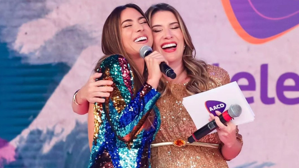 Patricia Abravanel e Rebeca no Teleton