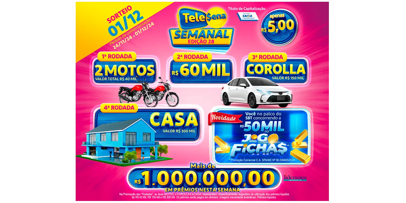 Resultado da Tele Sena Semanal deste domingo 01/12