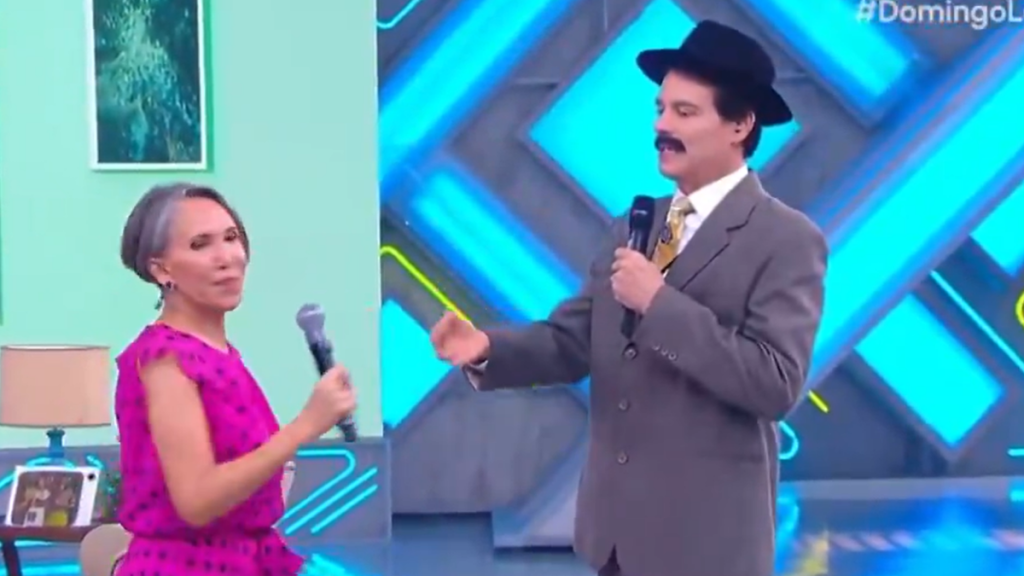 Celso Portiolli e Dona Florinda no Domingo Legal